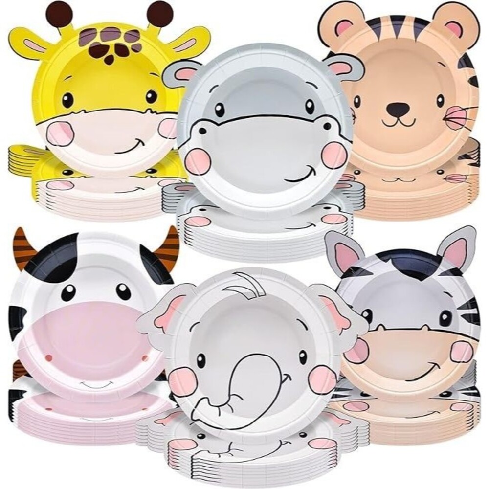 48 Piece Farm Animal Paper Plates 7 Inch Disposable Dessert Plates
